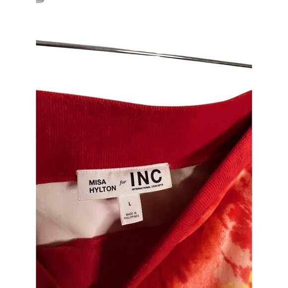 Misa Hylton For INC Womens Red Orange Tie-Dye Maxi Skirt L 93% Polyester 7% Span - Picture 3 of 5